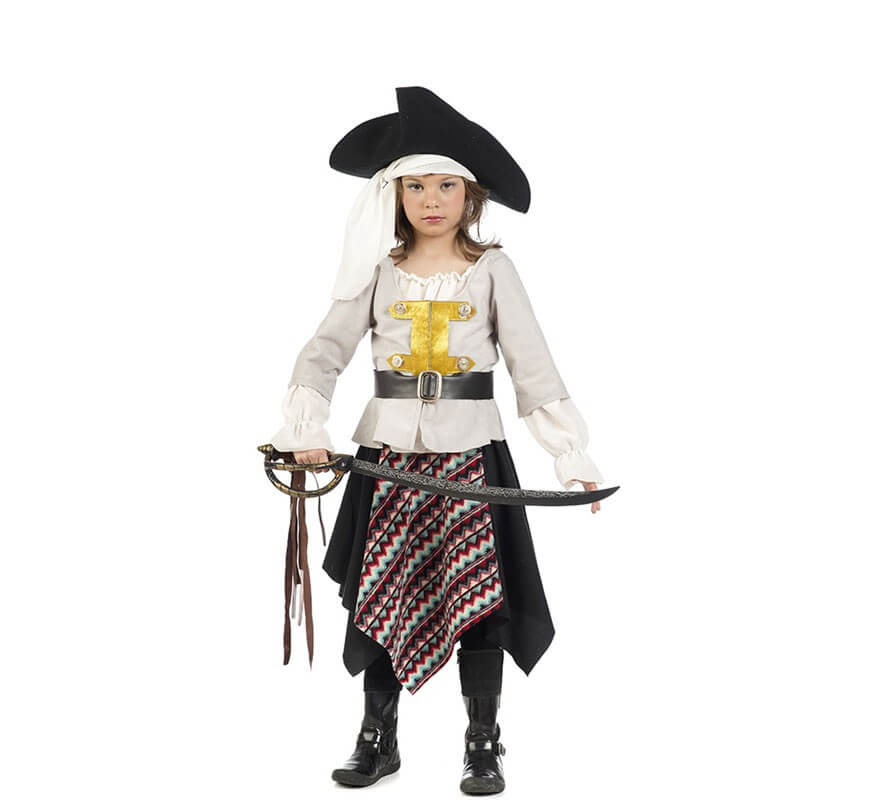 Costume da Pirata marrone e beige per bambina