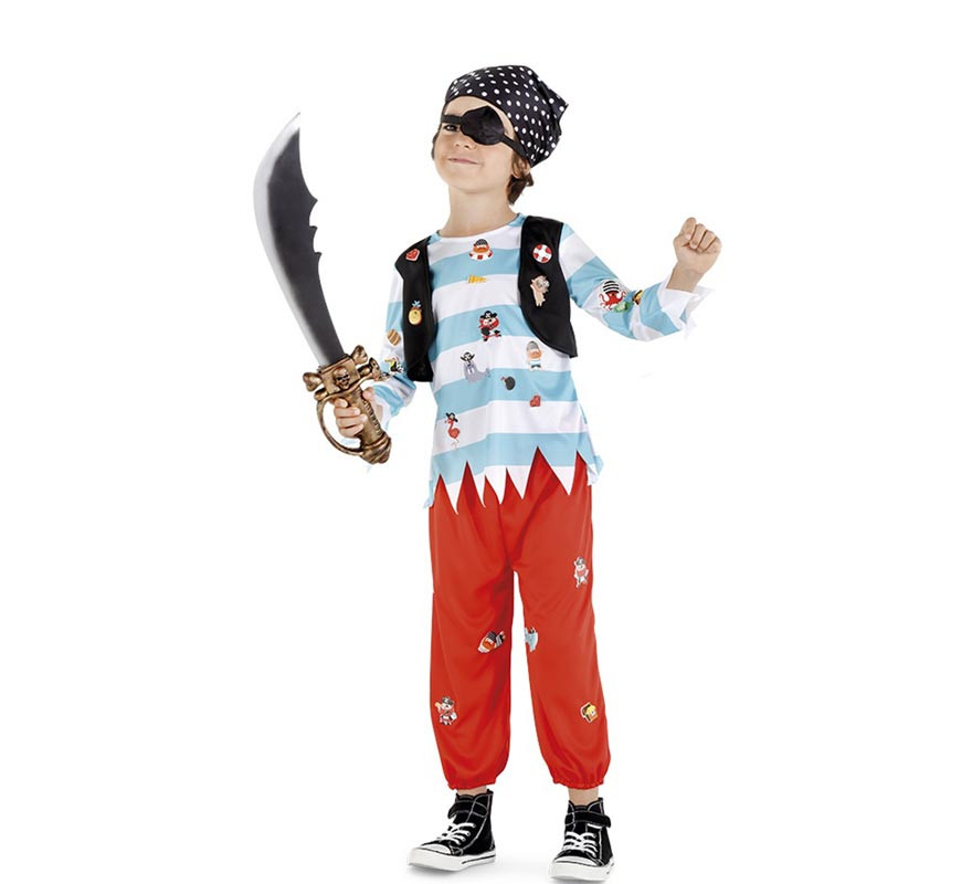 Pirate Costume Stickers with Scarf for Kids