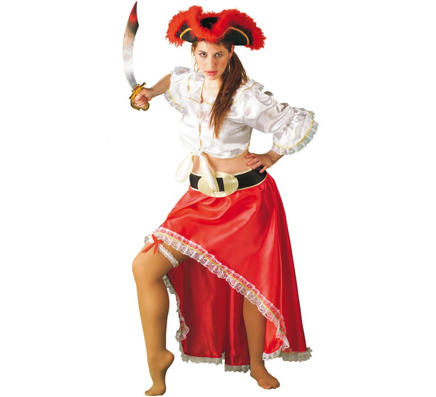 Disfraz de Pirata roja sexy para mujer