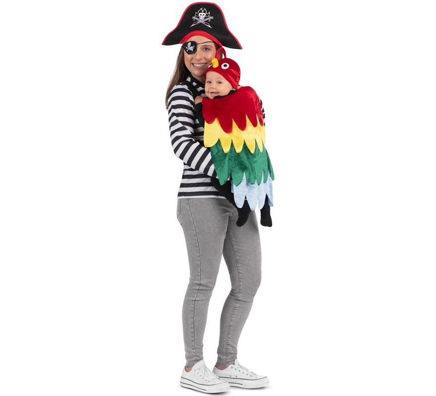 Pirate and Parrot costume with backpack cover for adults and babies