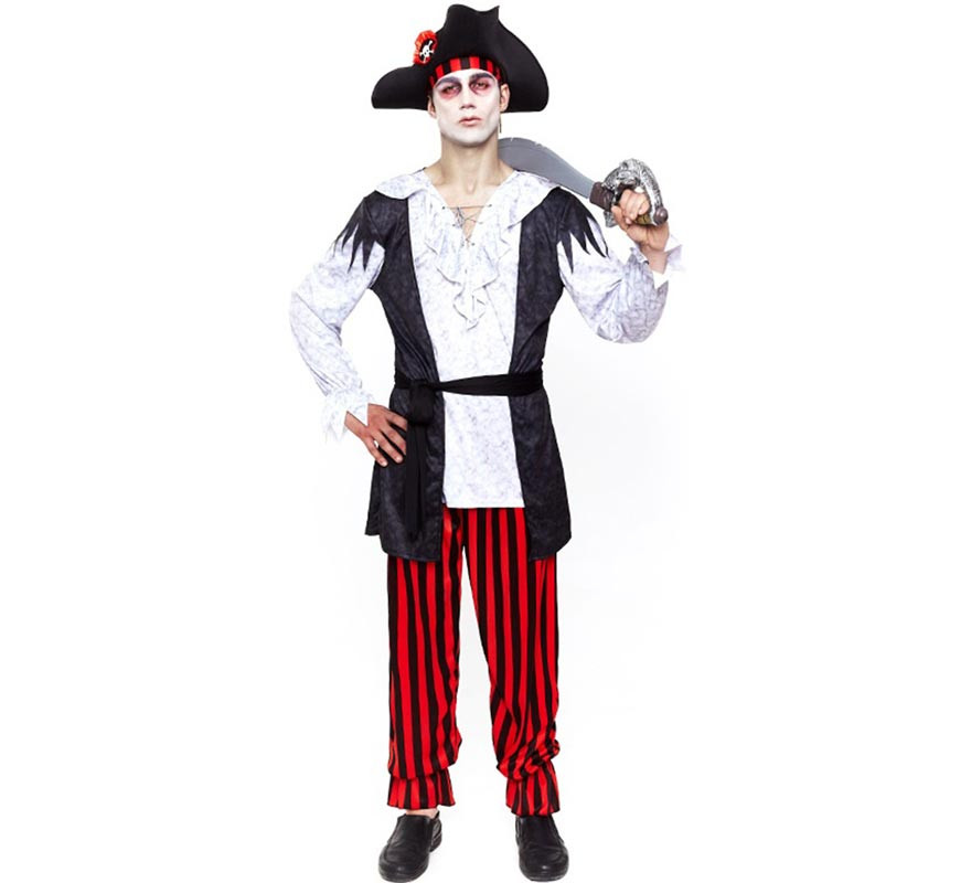 Costume Da Pirata Zombie A Strisce Rosse Da Uomo 1250