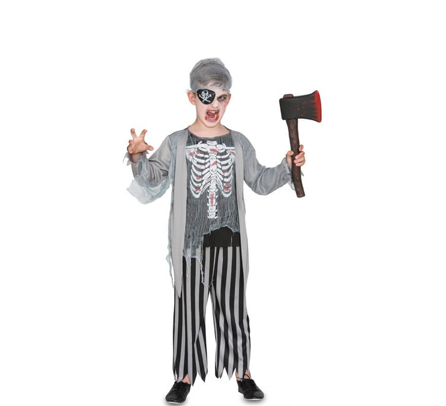 Disfraz de Pirata Zombie gris para niño