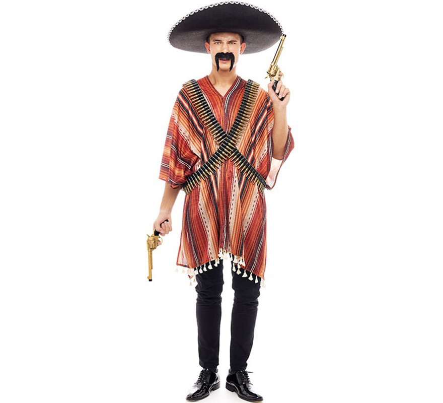 tono barajar Implacable Disfraz de Pistolero Mexicano con Poncho para hombre