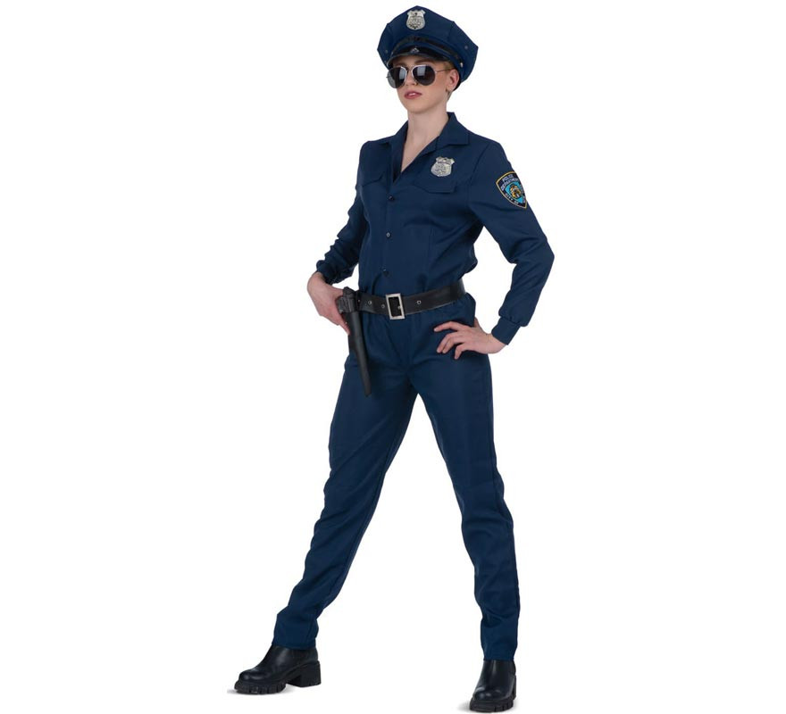 Blue police costume with belt for women