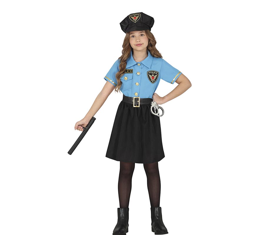 Blue police costume in skirt for girls