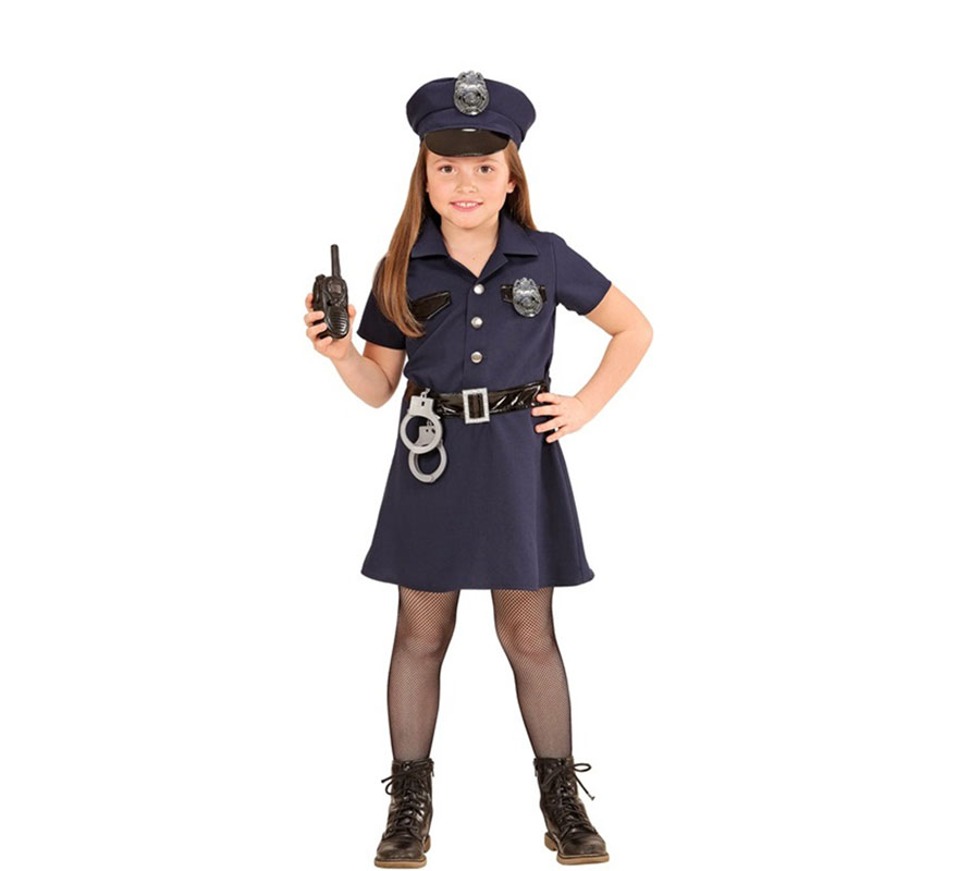 Police Officer Costume with Handcuffs for Girls