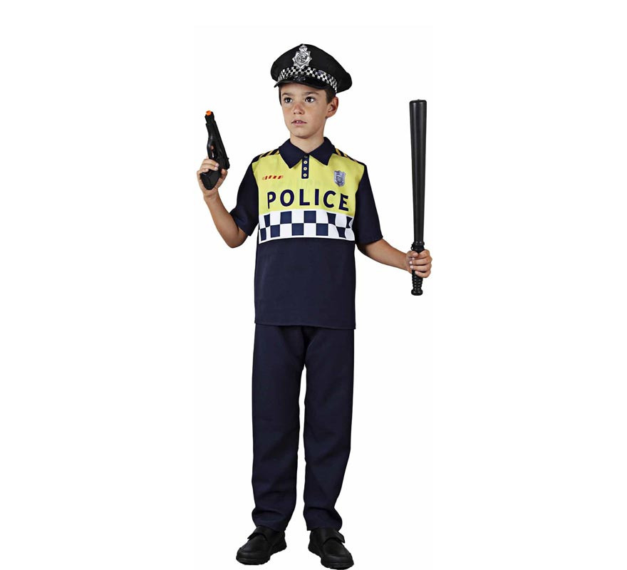 Black checked local police costume for children and teenagers