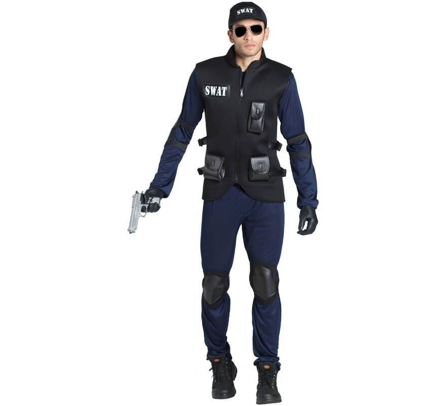  Disfraz de policía SWAT negro para niños, disfraz de Halloween  : Ropa, Zapatos y Joyería