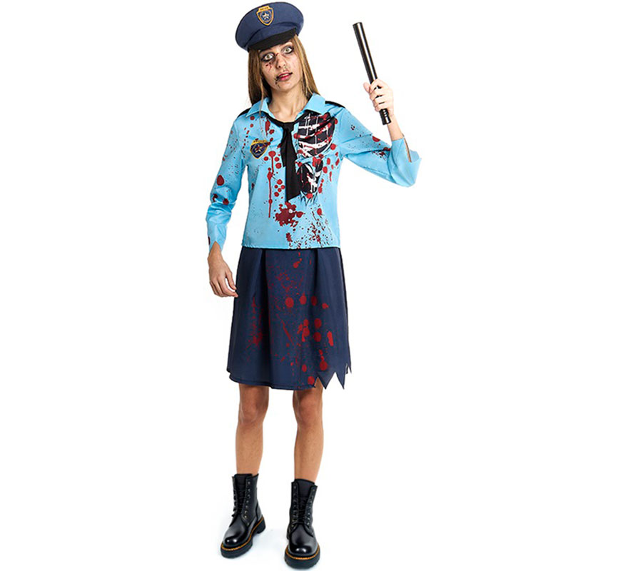 Zombie Police Costume with Cap for Women