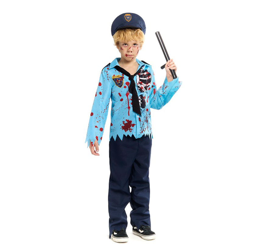 Zombie Police Costume with Cap for Boys