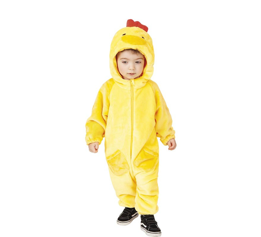 Chick costume with sound and hood for children