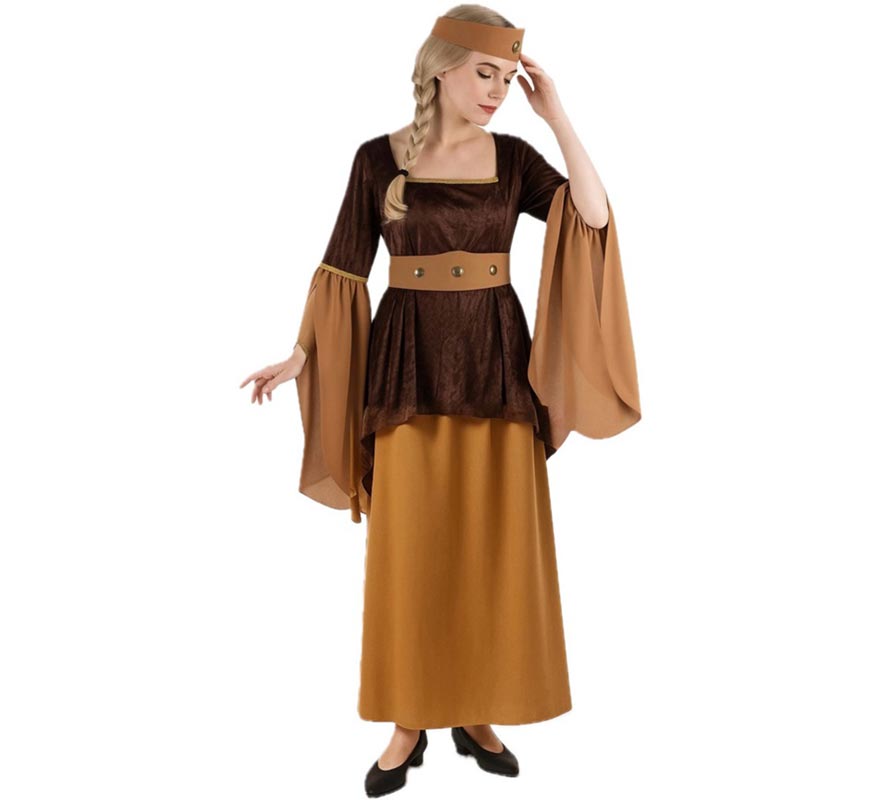 Disfraz de Posadera Medieval marrón para mujer