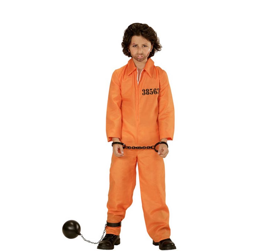 Prisoner Costume with Orange ID for Boys