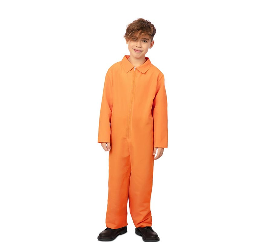 Prisoner costume in orange full suit for children