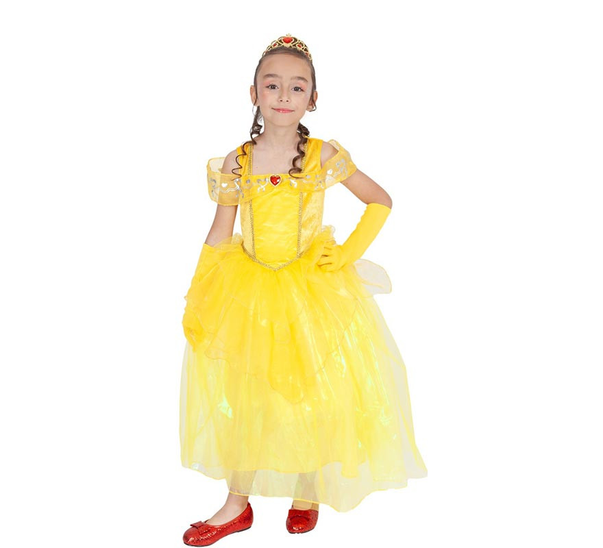 Yellow fairy tale princess costume for girls