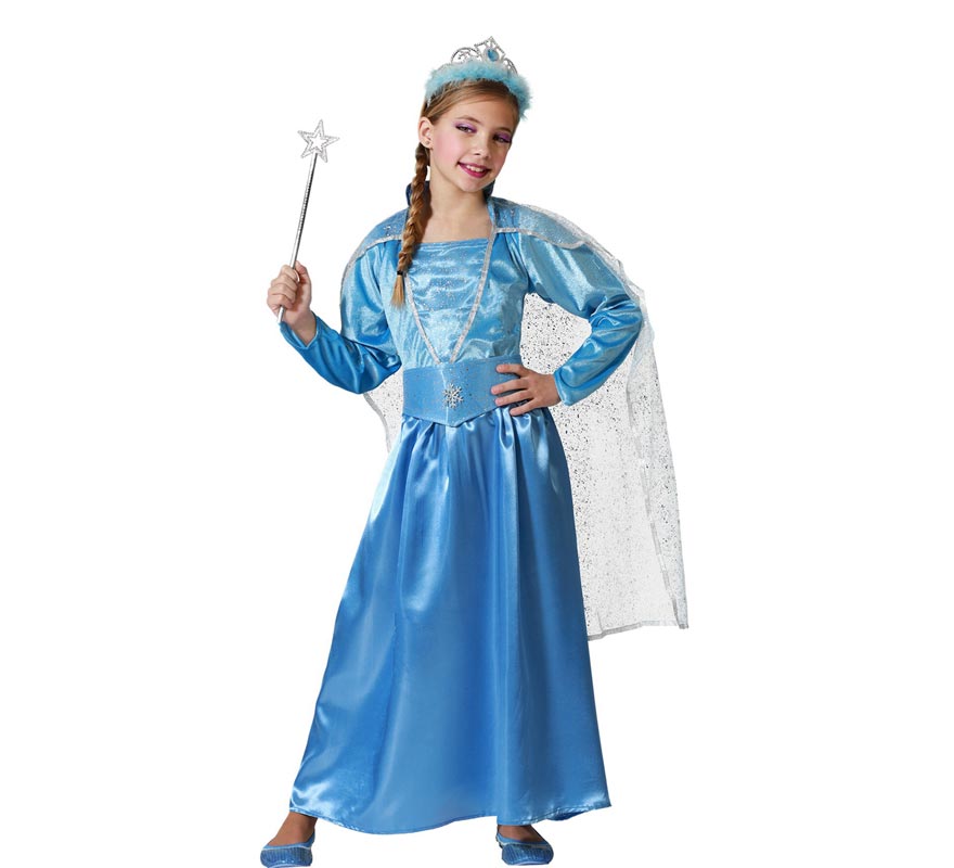 Costume da principessa con mantello blu per bambina