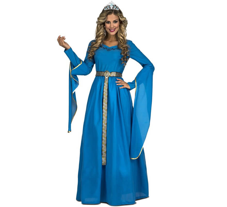Blu costume principessa medievale per una donna