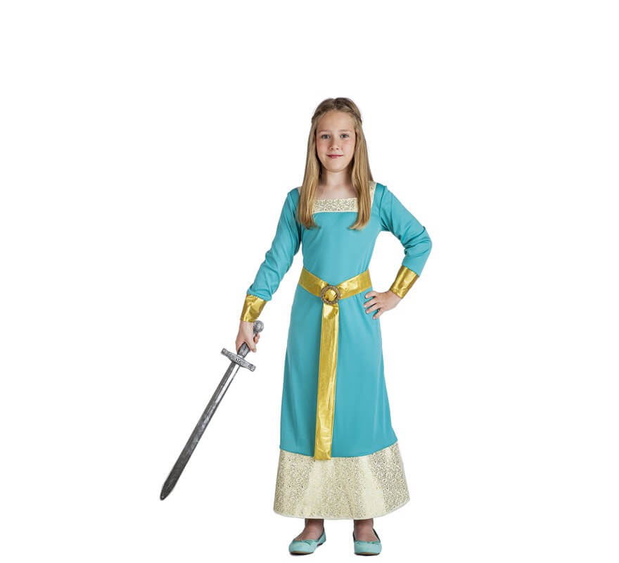 Disfraz de Princesa Medieval azul para niña