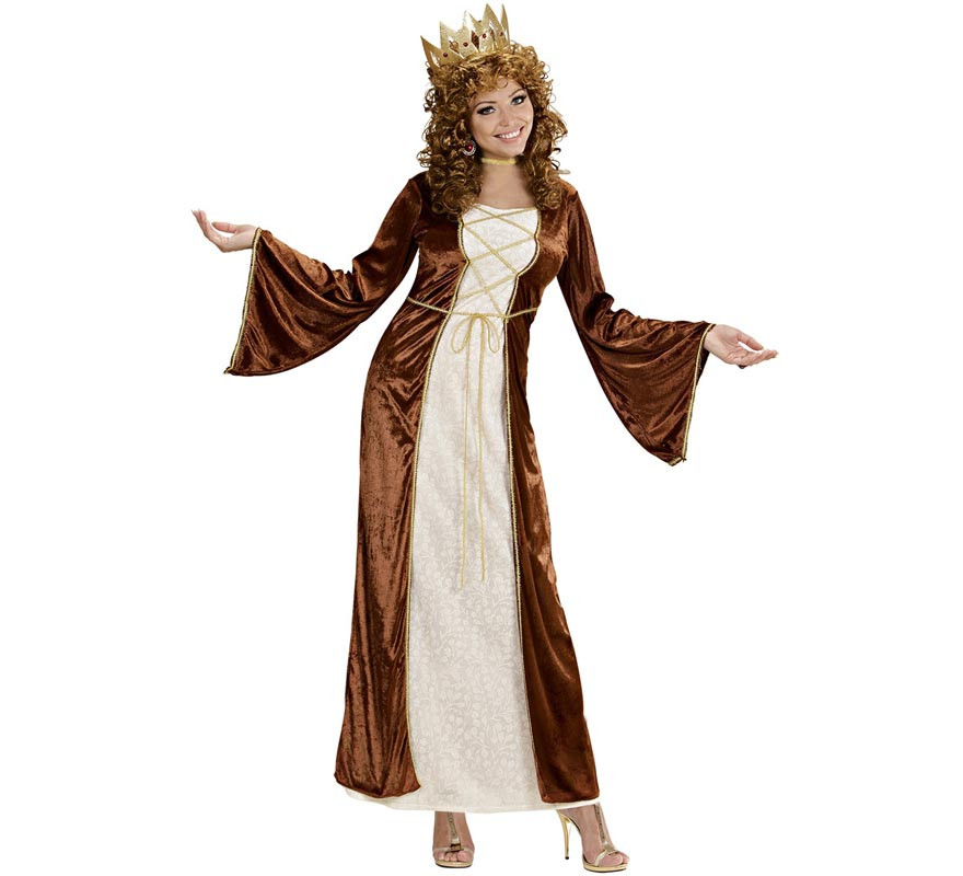 Brown and beige Medieval Princess costume for women