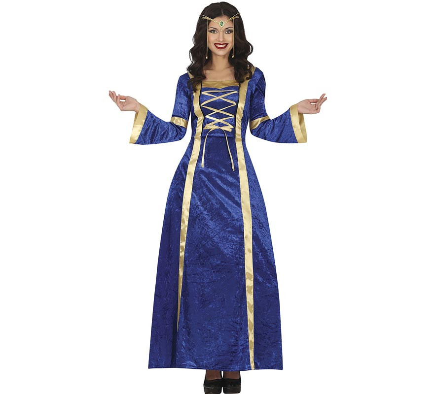 Disfraz de Princesa o Noble Medieval azul para mujer