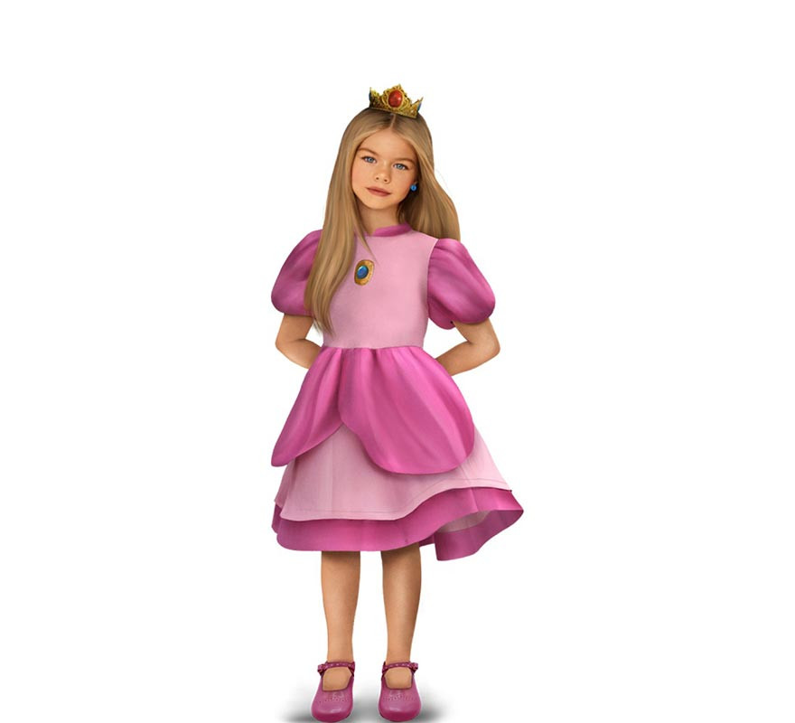 Pink princess costume with brooch for girl