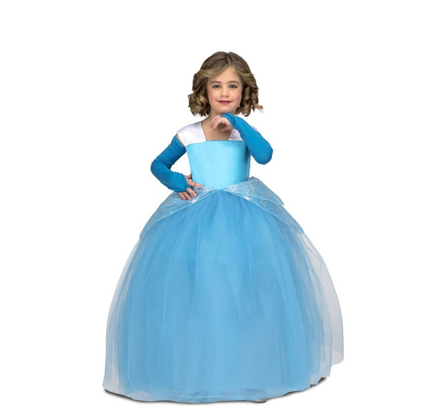 Costume cenerentola Principessa Frozen Travestimento Carnevale Donna Azzurro
