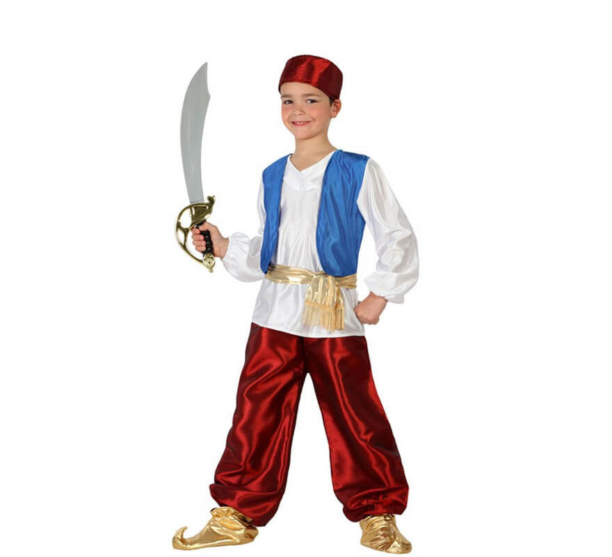 Disfraz de Príncipe Árabe granate para niño