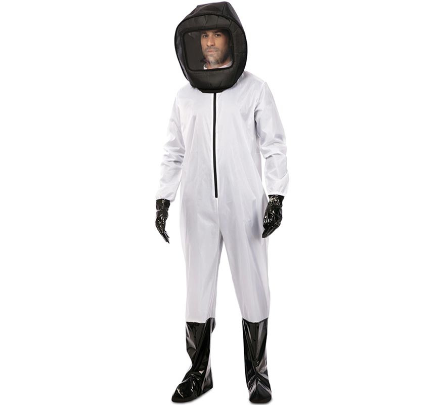 Fato de químico em fato preto e branco para homem