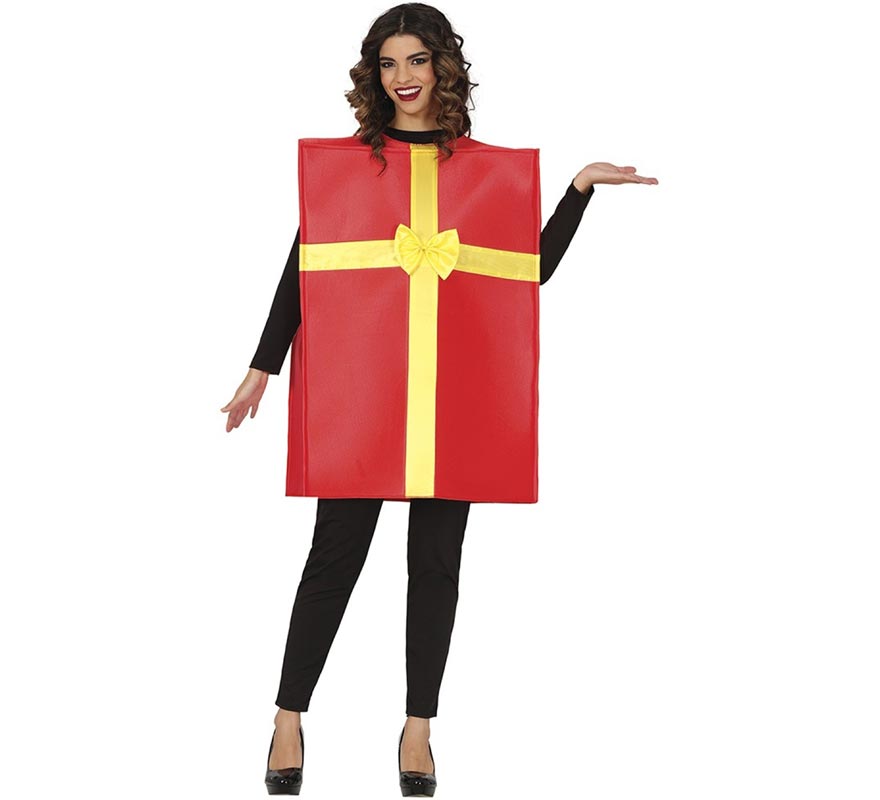 Red Gift Costume with Gold Ribbon for Adults