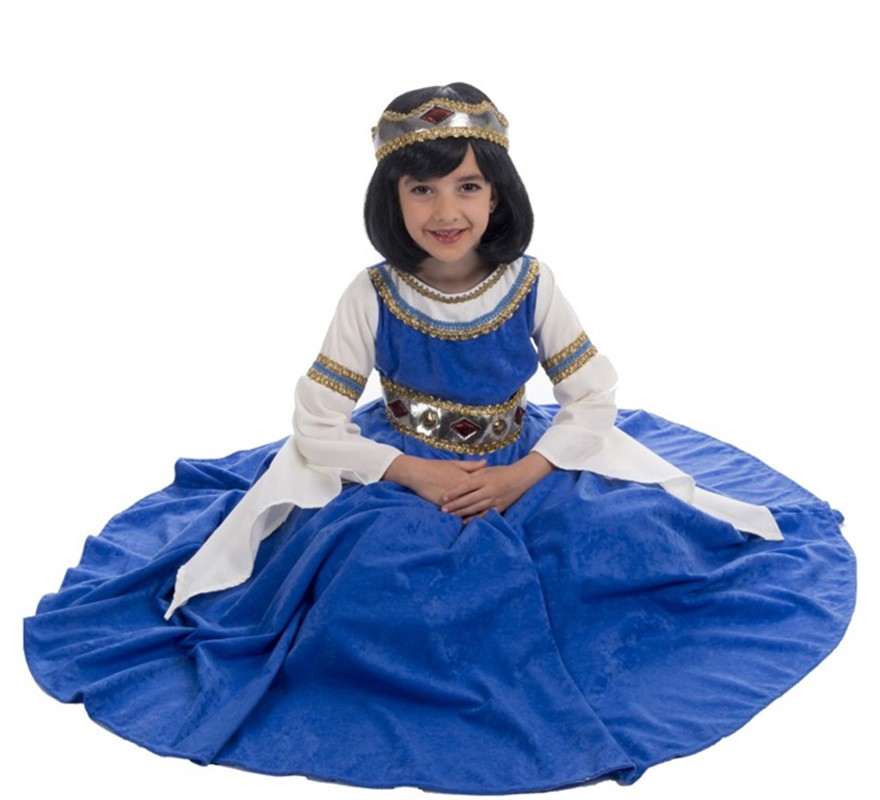 Costume da regina medievale blu per bambina