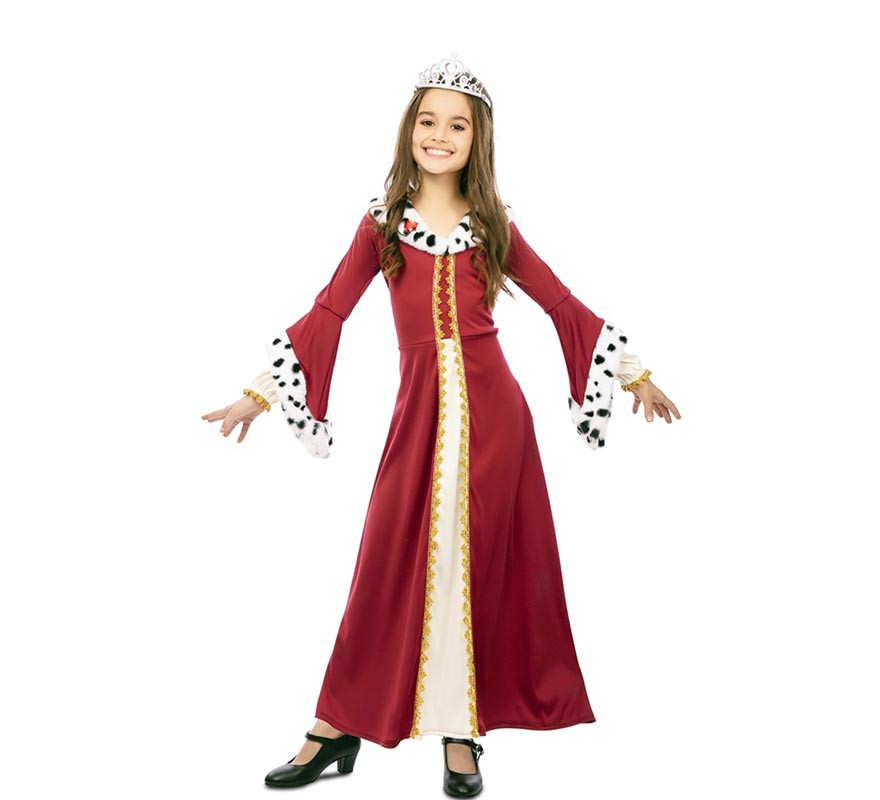 Deluxe Printed Medieval Queen Costume for Girls