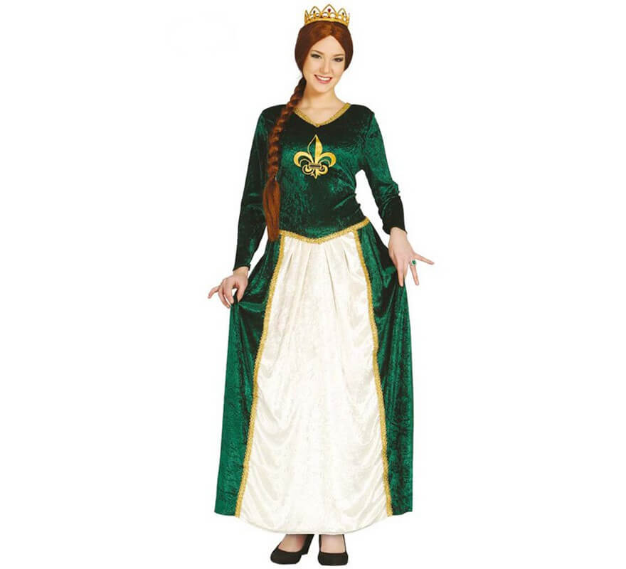 Disfraz de Reina Medieval verde para mujer