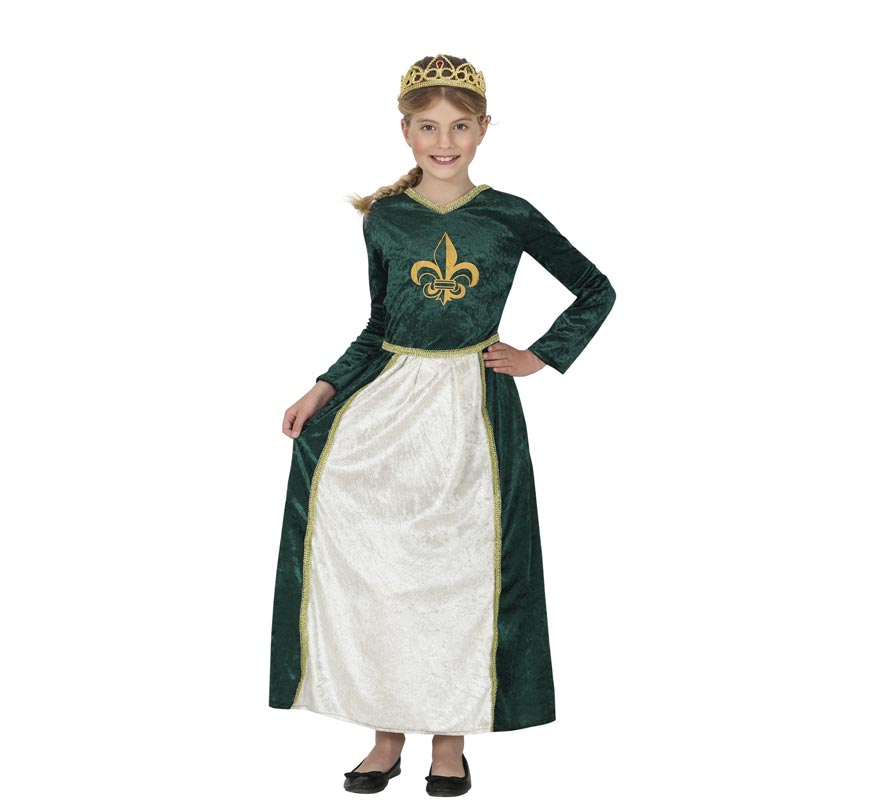 Green Medieval Queen Costume for Girls