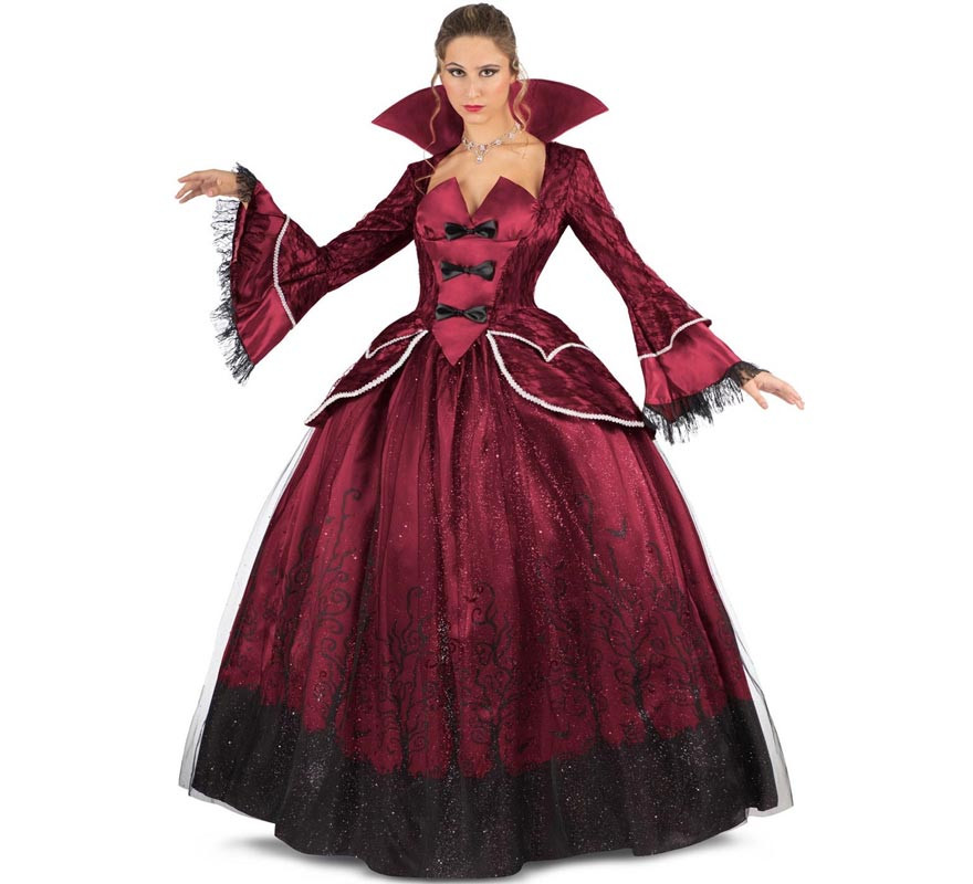 Burgundy Vampire Queen costume with petticoat for women