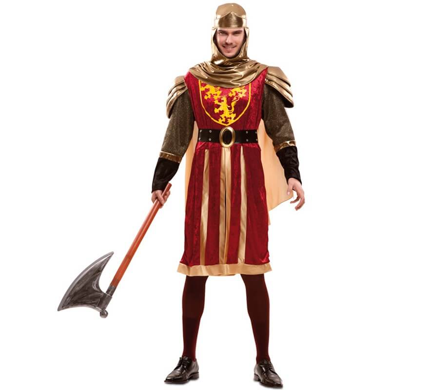 Disfraz de Rey Cruzado rojo medieval para hombre