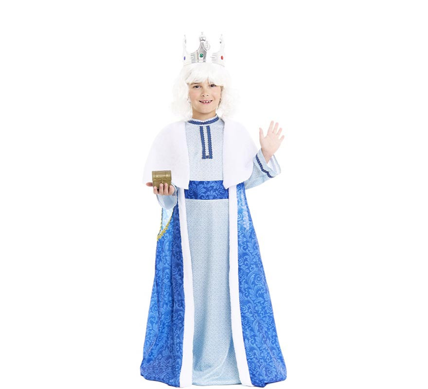 Blue and white King Melchior costume for children