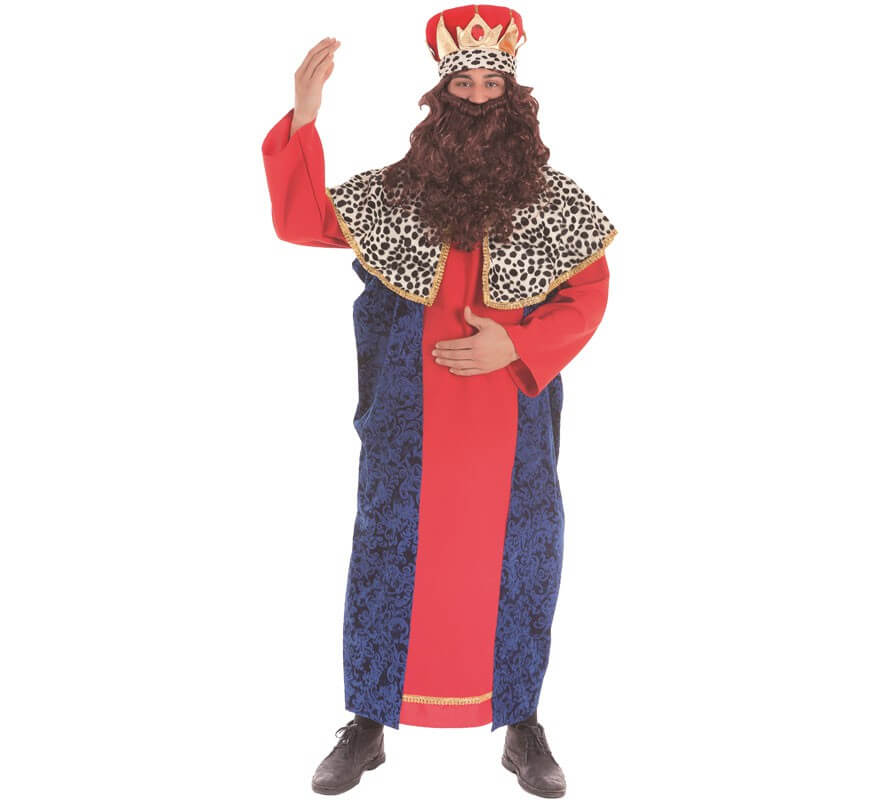 Red and Blue Wizard King costume for men