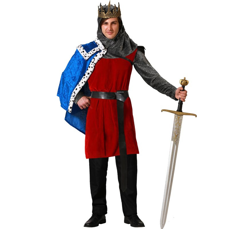 Burgundy Medieval King costume with belt for men