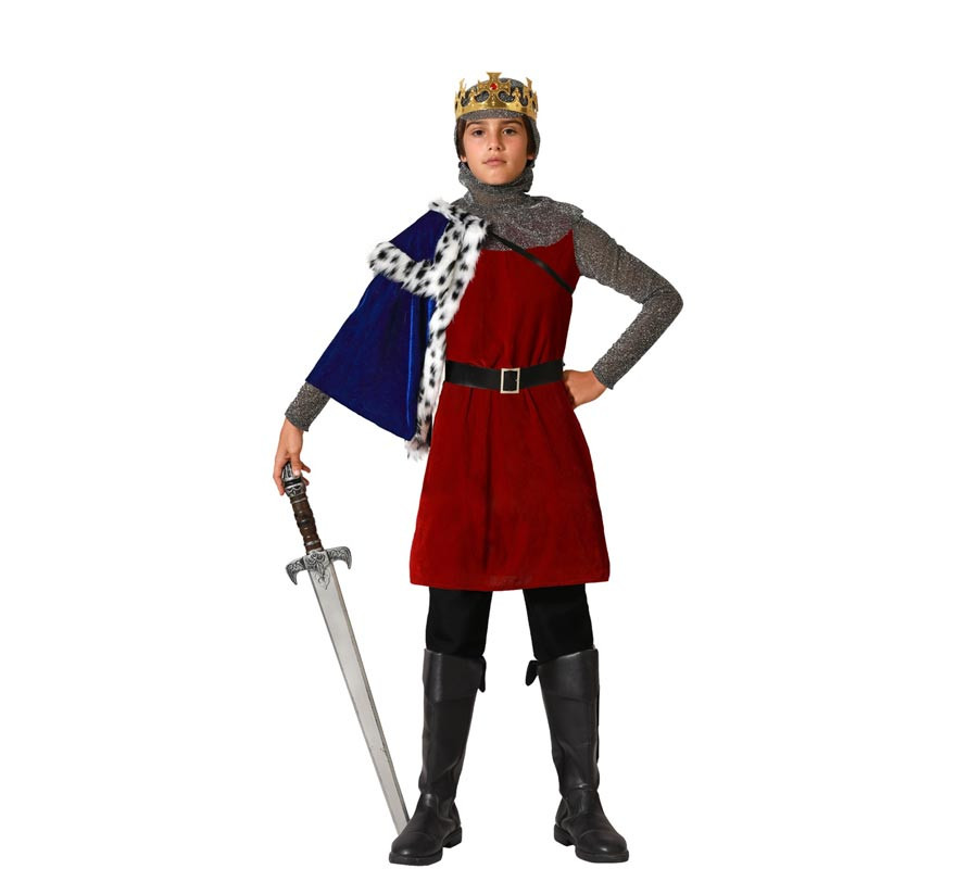 Burgundy Medieval King costume with belt for children