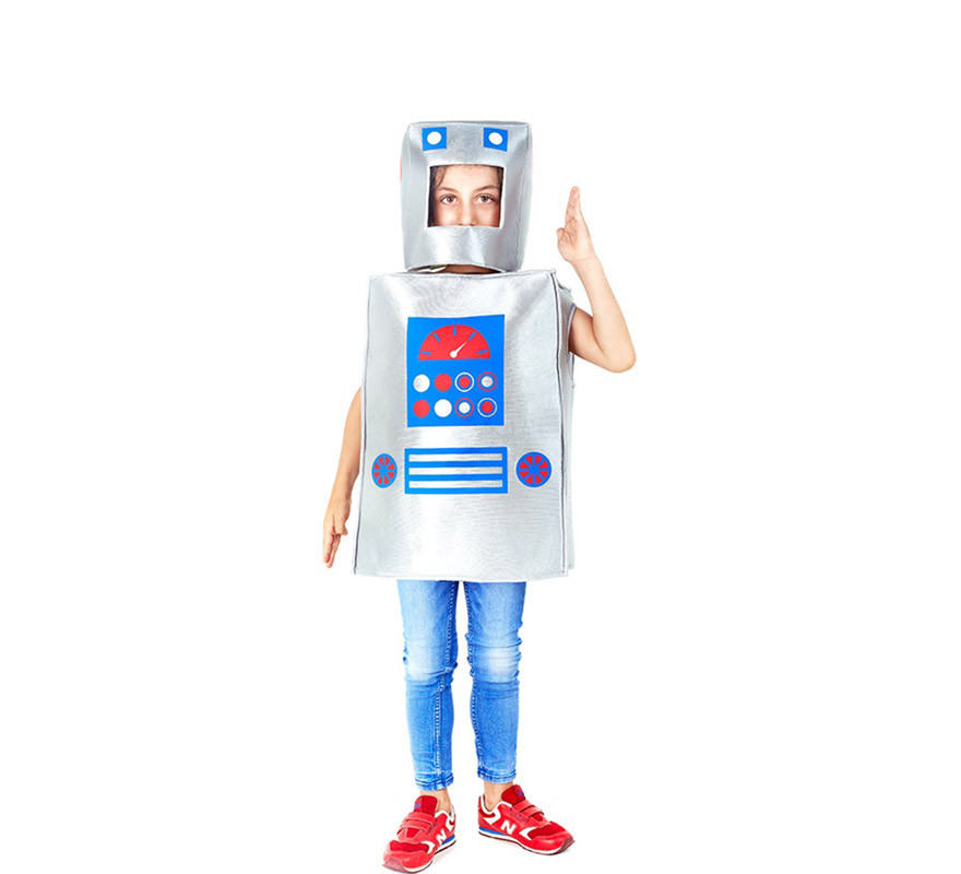 Costume con cappuccio da robot d'argento per bambini