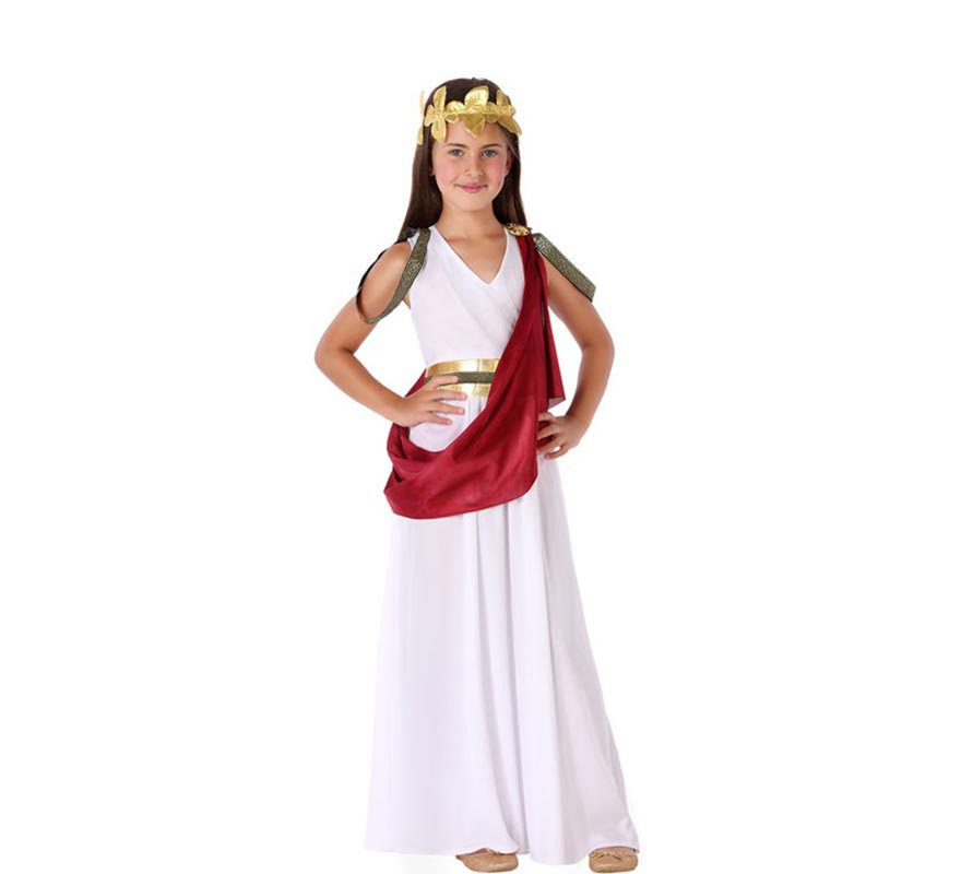 mañana soporte Impermeable Disfraz de Romana Blanca con capa para niña