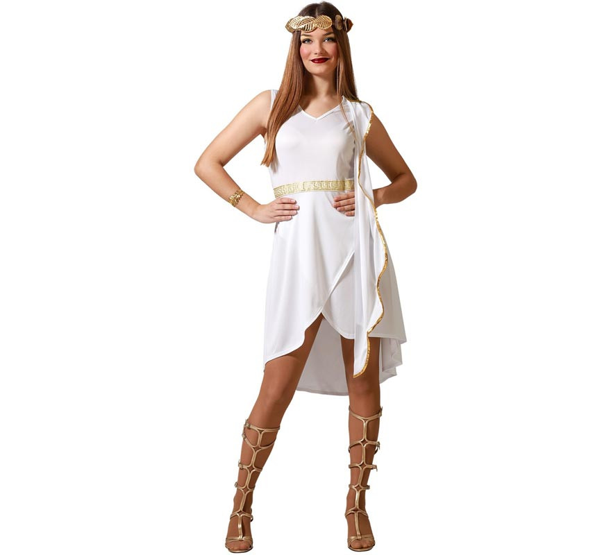 White Roman costume with gold details for women