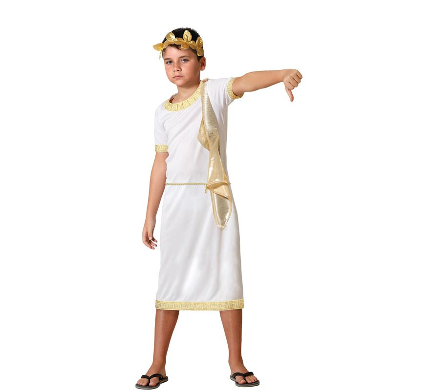 White Roman costume with gold details for children