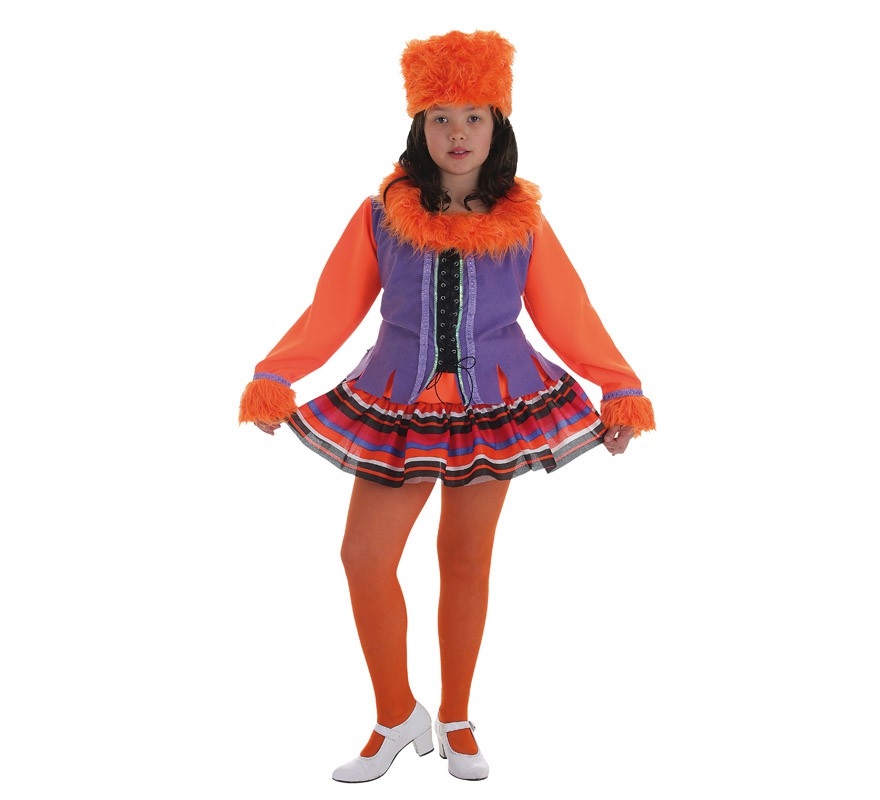 Disfraz de Rusa naranja y morado para niña
