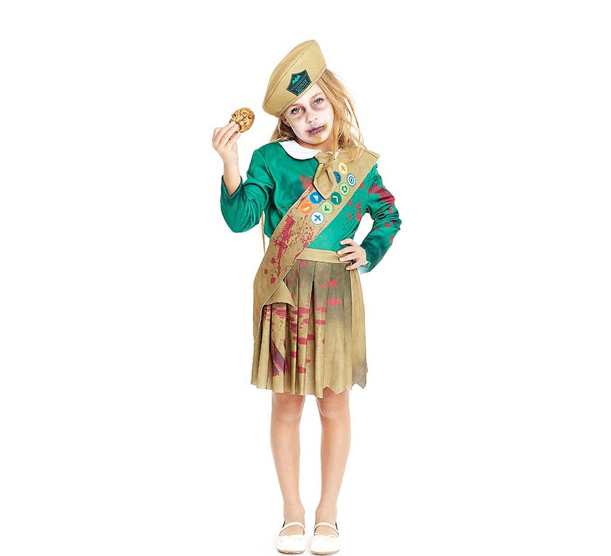 Green and Brown Zombie Scout Costume for Girls and Teens