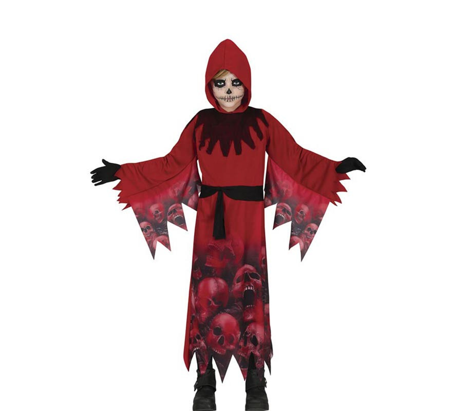 Costume D'Halloween Faucheuse Pour Enfant - Taille 6 à 14 Ans - Inclus Combinaison, Capuche, Faucille, Lunettes Brillantes