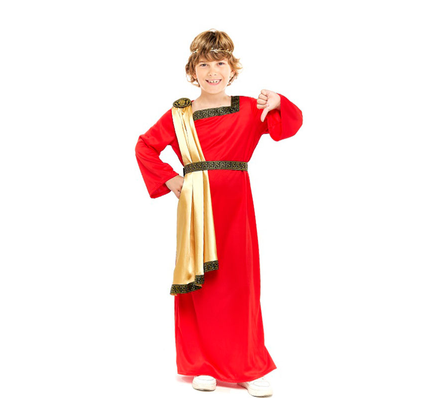 Disfraz de Senador Romano rojo para niño