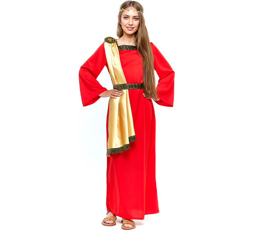 Disfraz de Senadora Romana rojo para mujer