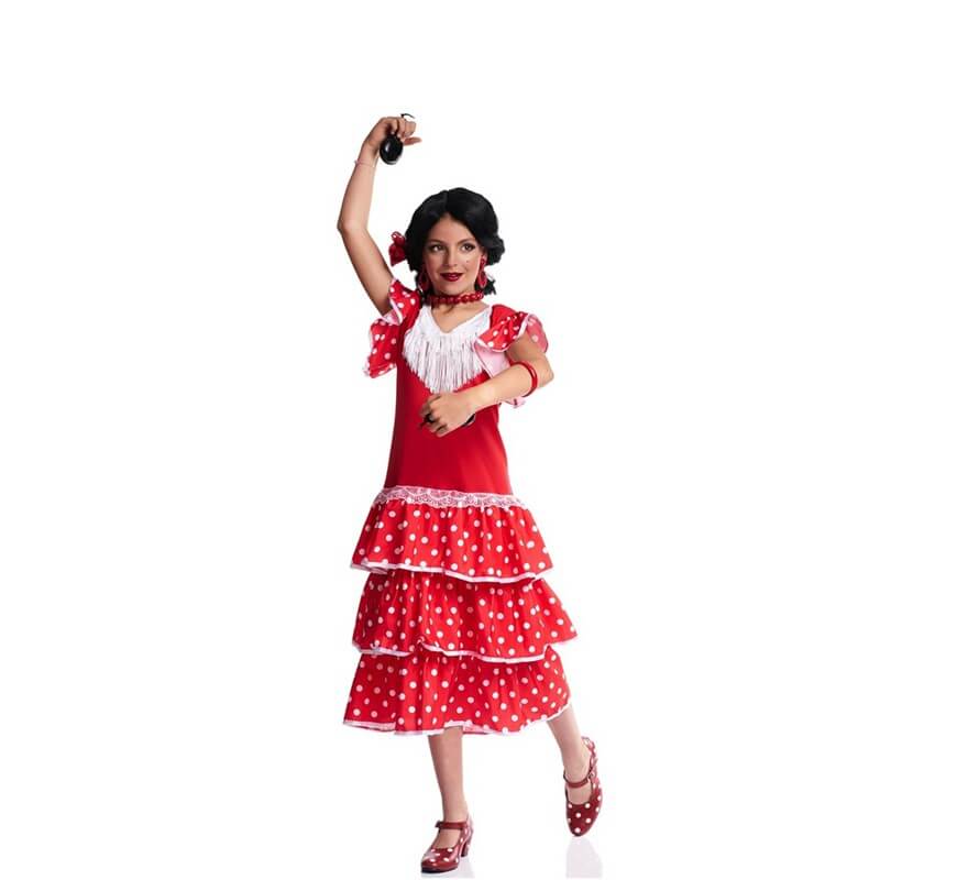 Sevillana costume with polka dots for girl