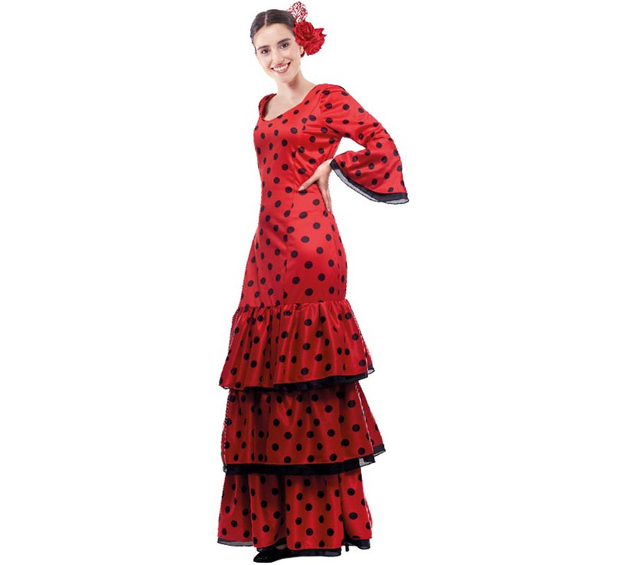Simular Absolutamente instinto Disfraz de Flamenca rojo con lunares negros